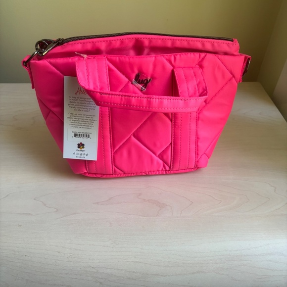 New Lug Pink Crossbody w/ Tote Handles, & Double Zipper Crossbody & Heart Pouch - Picture 6 of 16